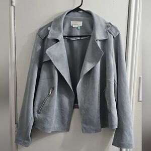 Anthropologie Faux Suede Cropped Jacket Womens 2X Gray